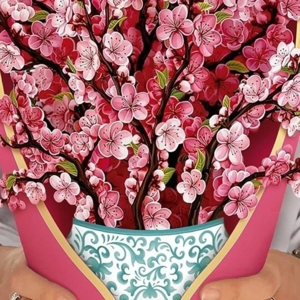 New Cherry Blossom Freshcut Paper 3D Pop Up Bouquet Card Set